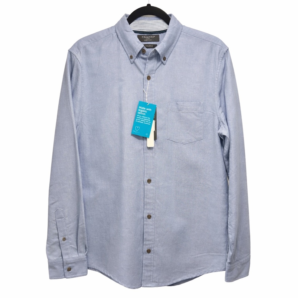 Primark Blue Button Down Shirt Large 100% Cotton Regular Fit Oxford NWT